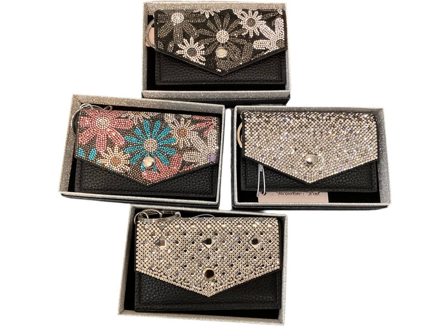 JK bling flower power card purse