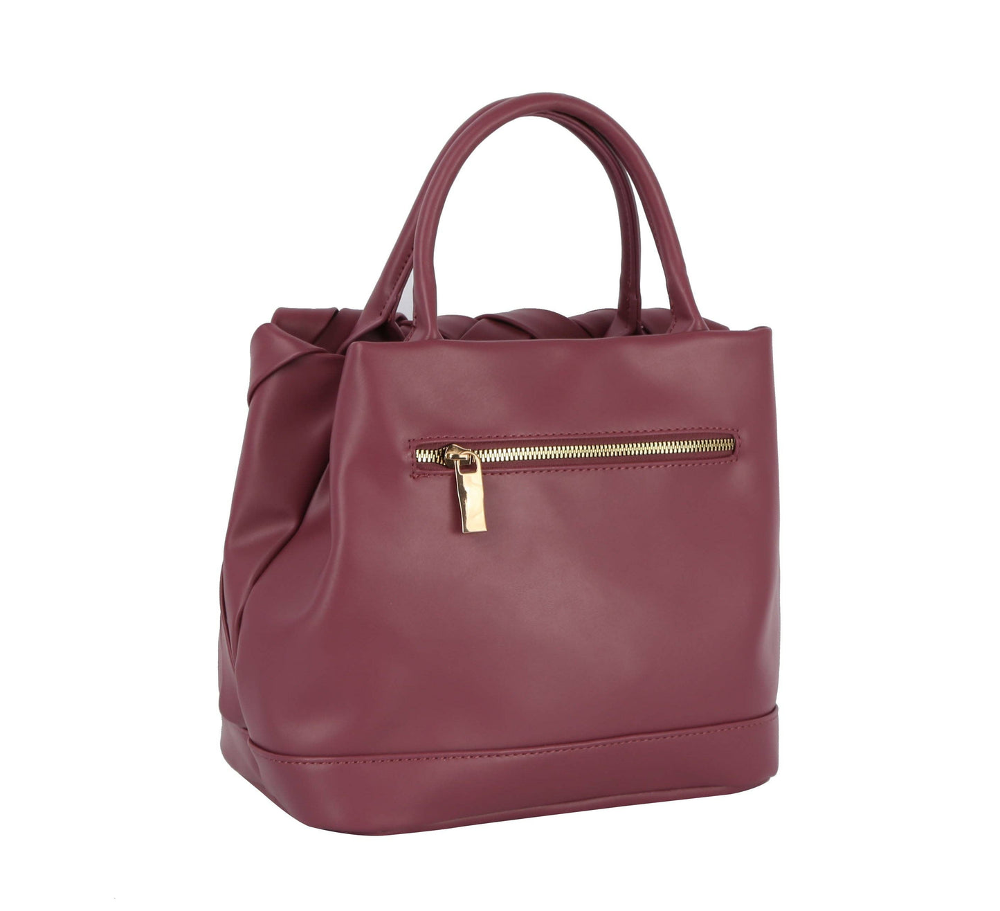 Calin woven detailed top handle small tote vegan purse