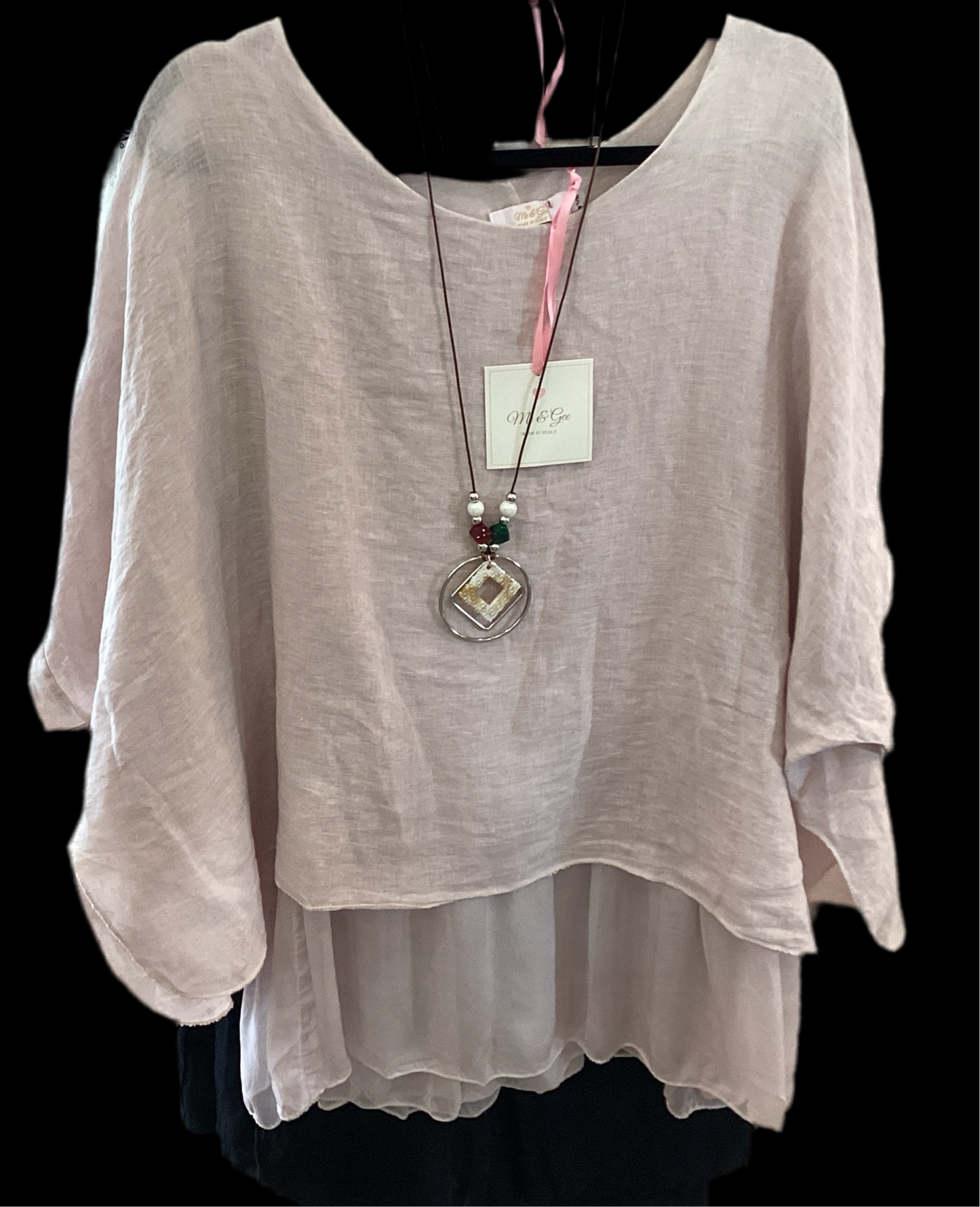 Me & Gee Pink Linen & Silk Top