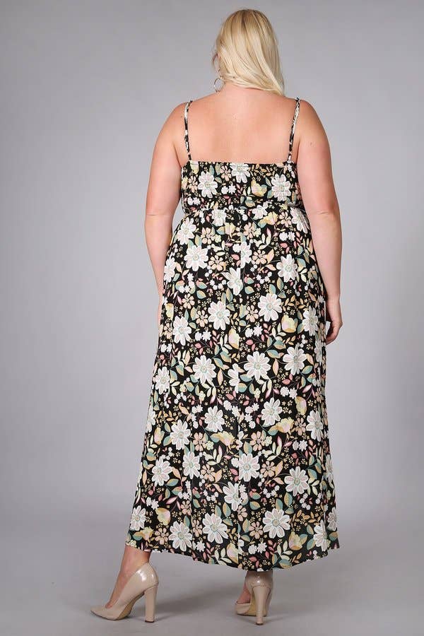 Floral Print Hi-Lo Maxi Plus Size Dress - SS1538P-3D