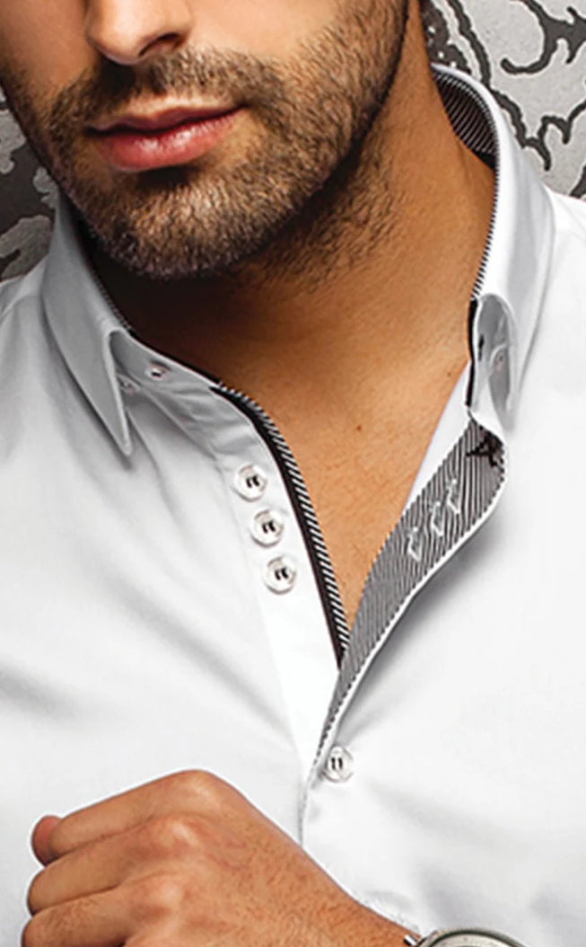 Au Noir Ferre Cotton Dress Shirt white