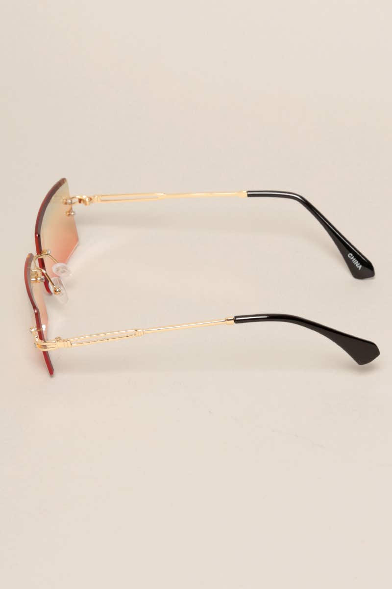 Unisex Rimless Tinted Lens Square Sunglasses