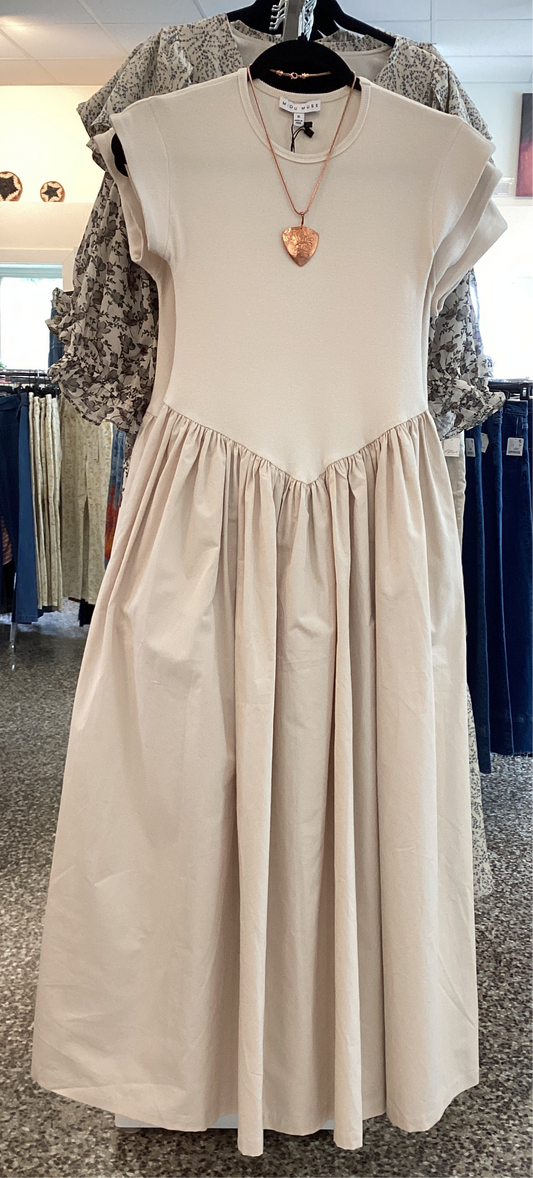 Miou Muse Rib & Woven Dress combo with pockets