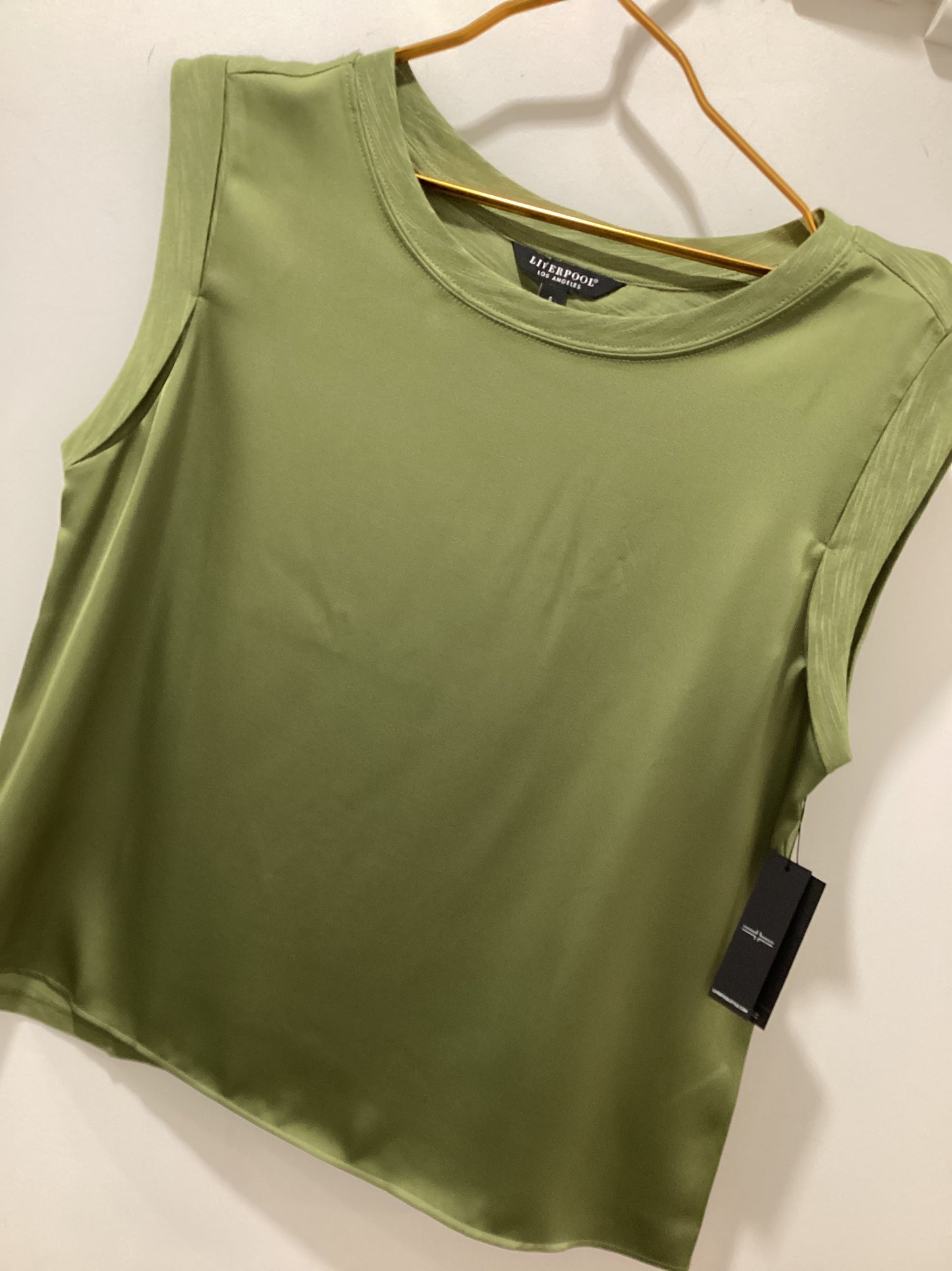 Liverpool sleeveless woven knit back top