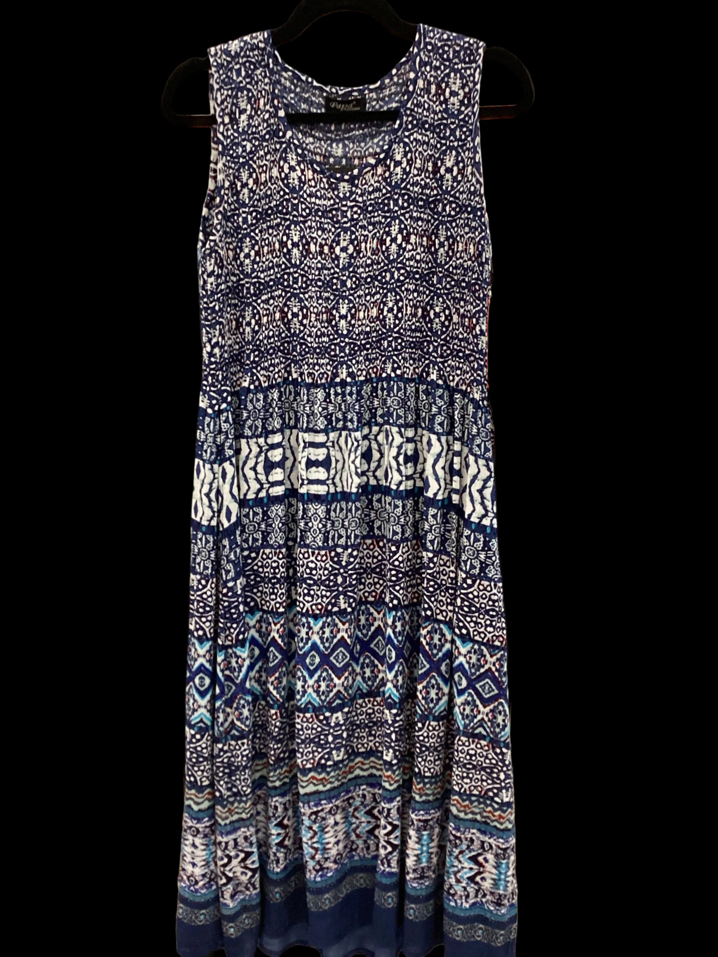 Papa navy blue batik pattern sleeveless dress