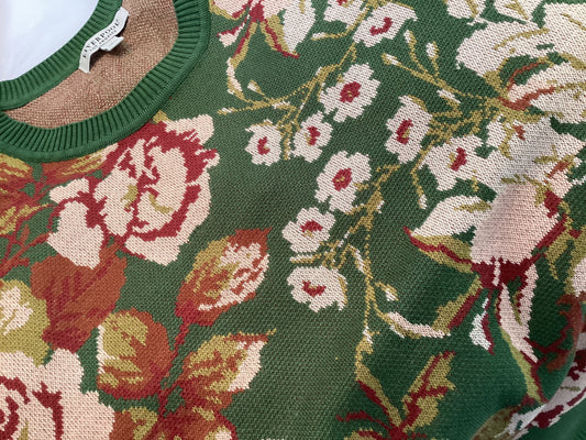Liverpool crew neck long sleeve green floral sweater