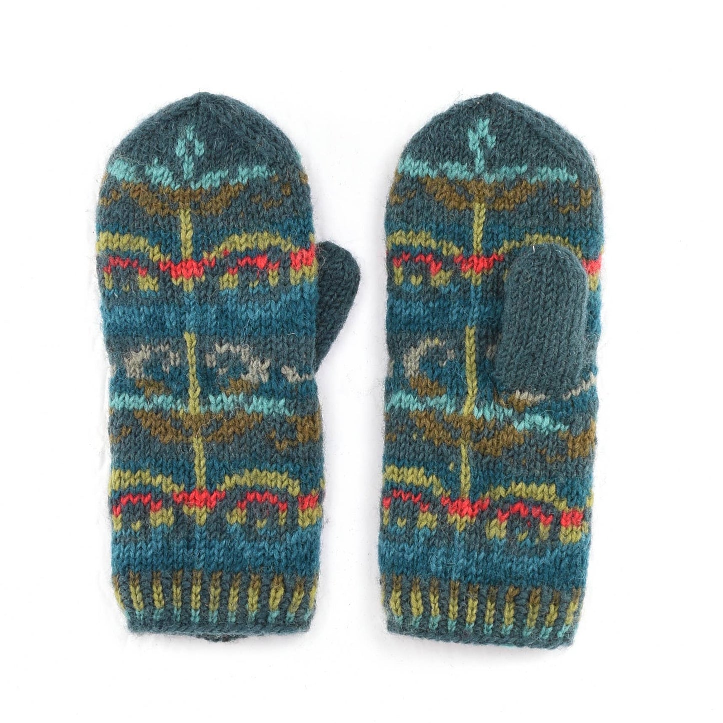Natalia Wool Mittens with Fair Isle Knit Pattern