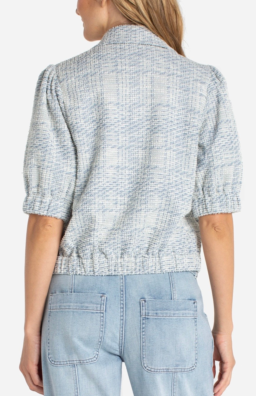 Liverpool Plaid Short Puff Sleeve Jacket