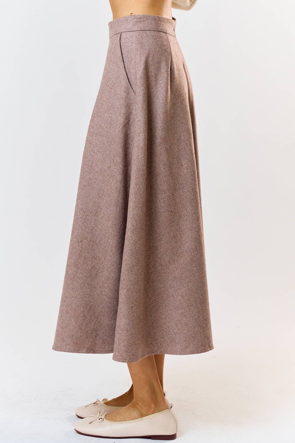 Lalavon WOOL FLARED MIDI SKIRT