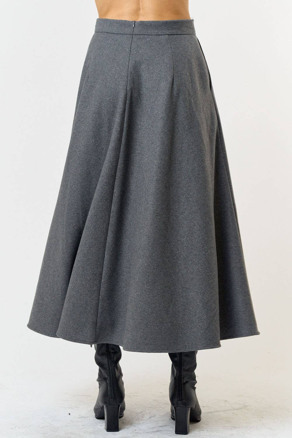 Lalavon WOOL FLARED MIDI SKIRT