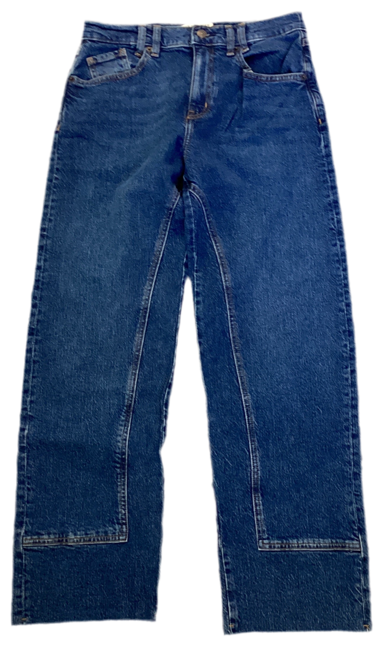 FP risk taker mid rise straight raw hem jeans