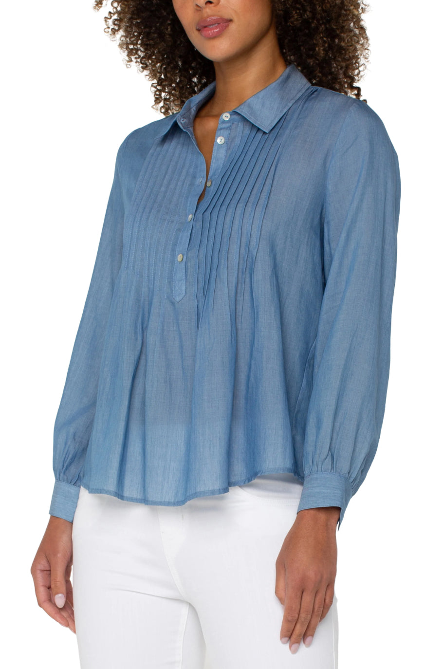 Liverpool woven blouse bridgeton blue