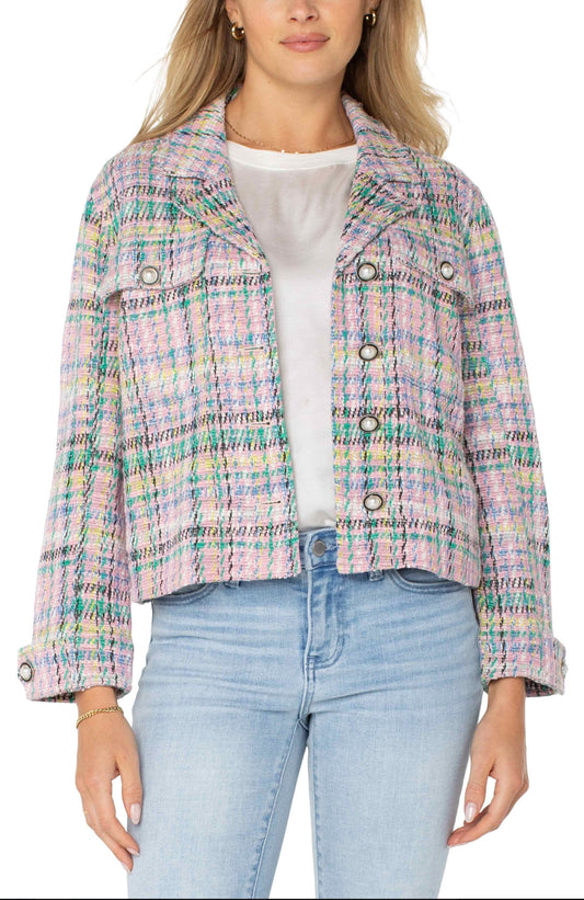 Liverpool plaid rose boxy jacket