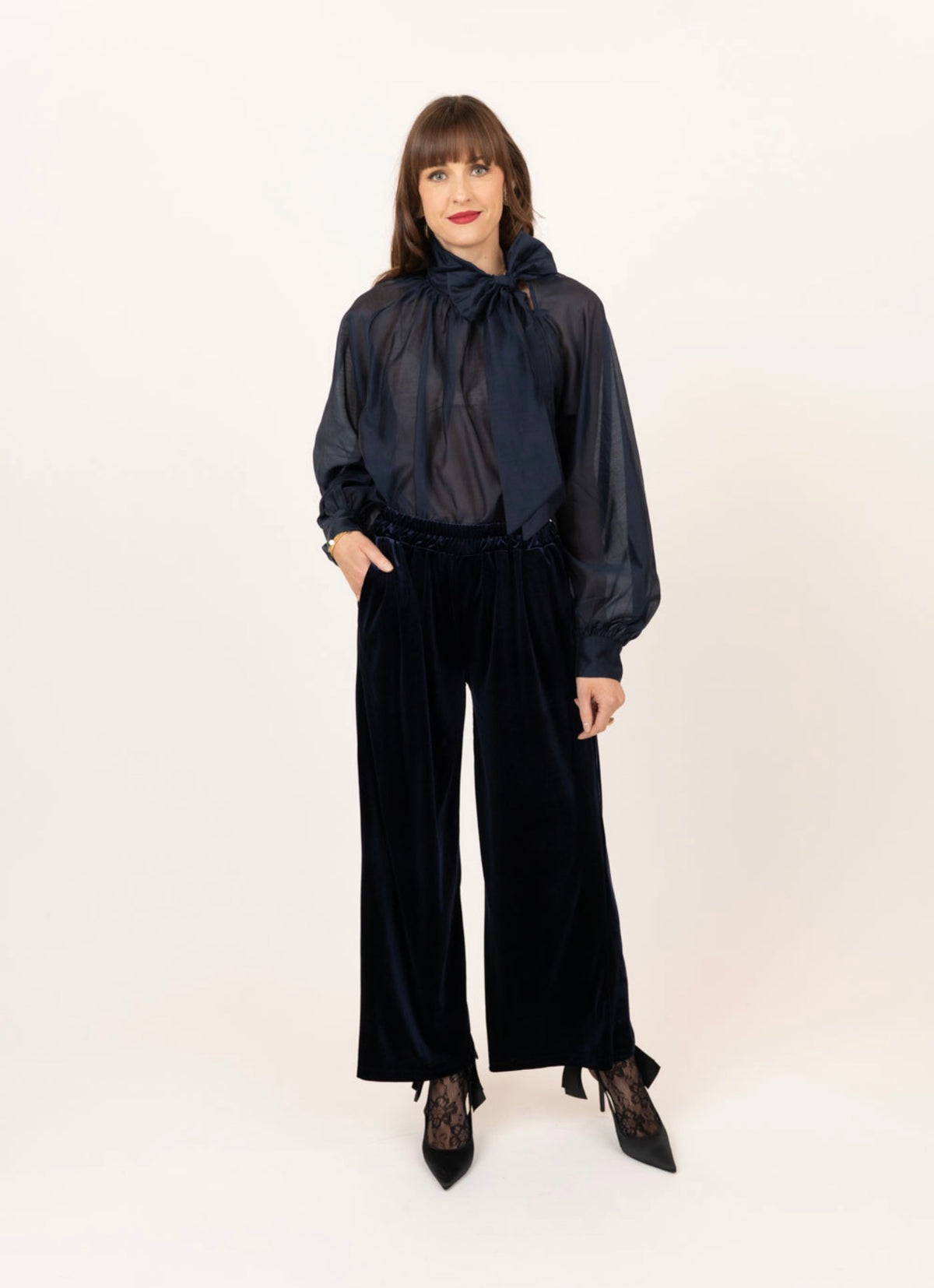 Me & Gee Navy Bow Blouse