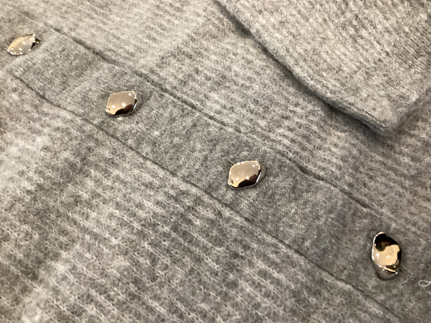 Garcia Cardigan crop 3/4 grey silver buttons