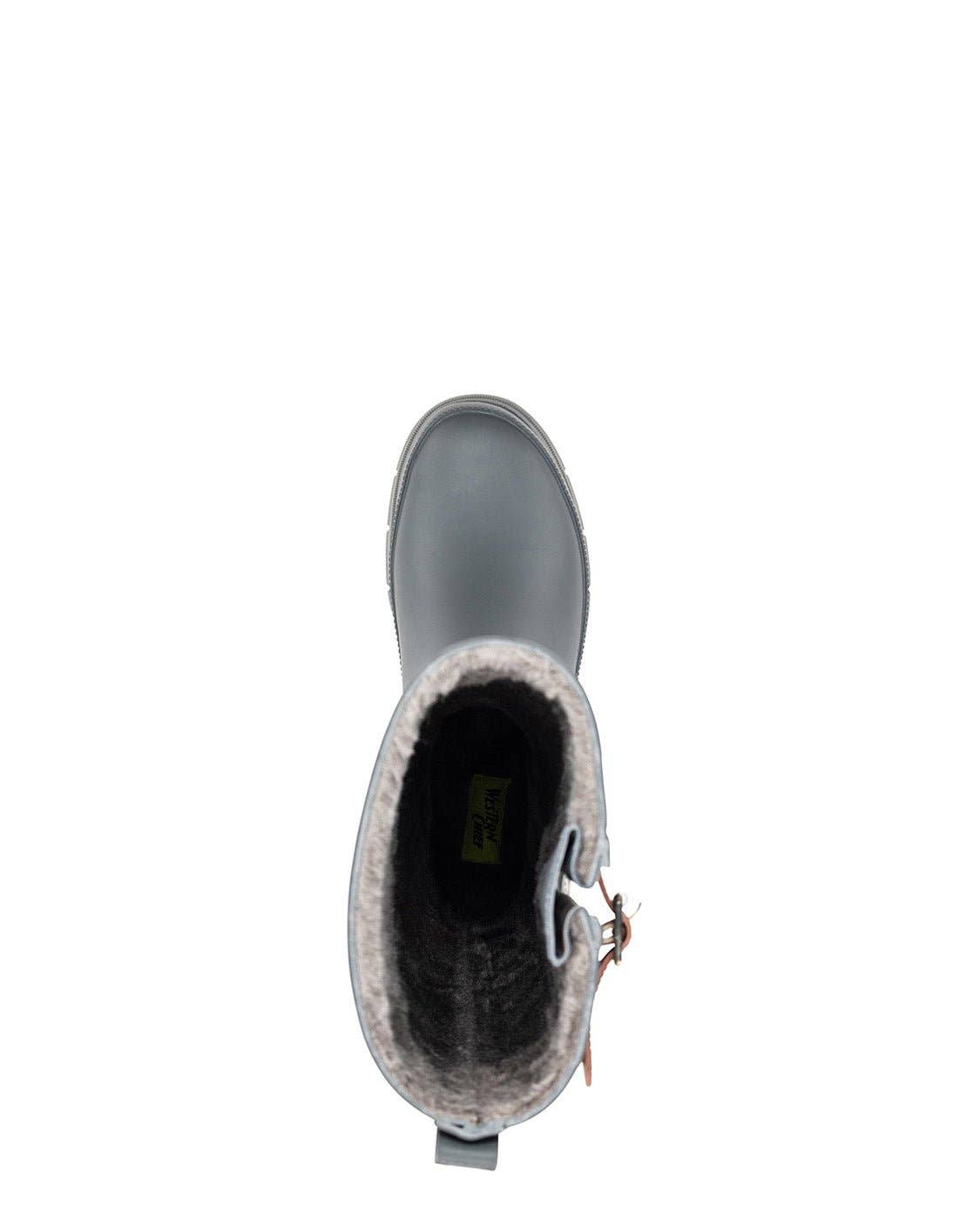 Western chief rain boot Women's Puppy Love Faux Fur Tall Rain Boot - Gray