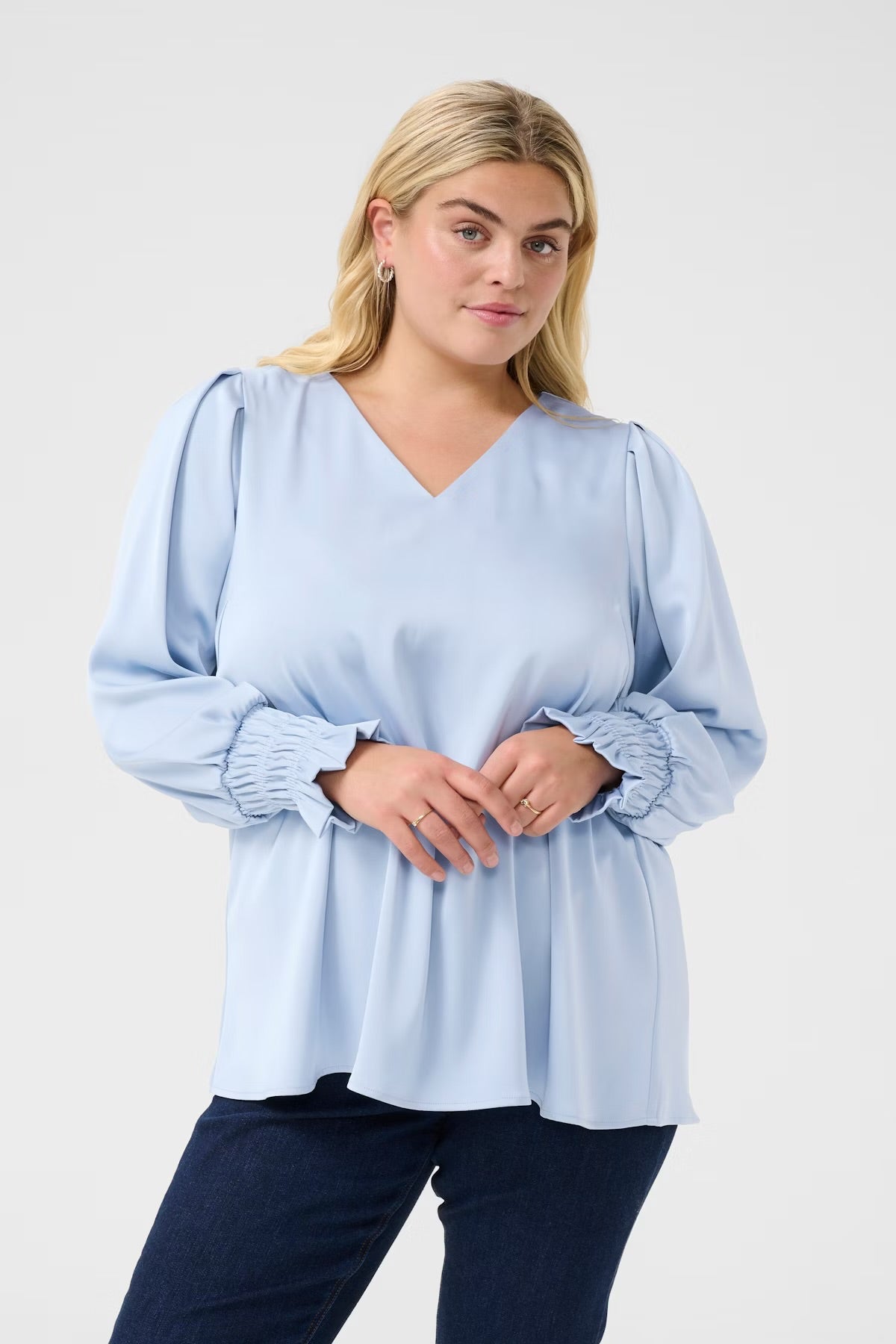 Kaffe Blouse long sleeve blue soft chambray