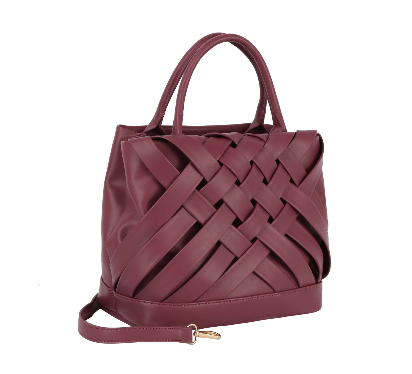 Calin woven detailed top handle small tote vegan purse