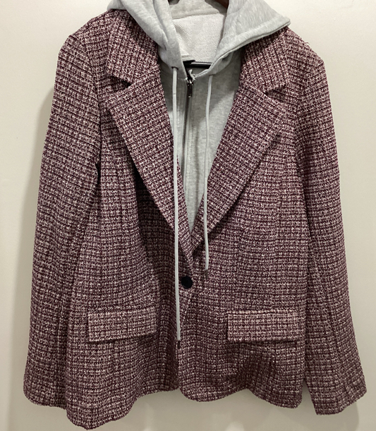 Liverpool Boyfriend Wine Multi Blazer with detachable hoodie
