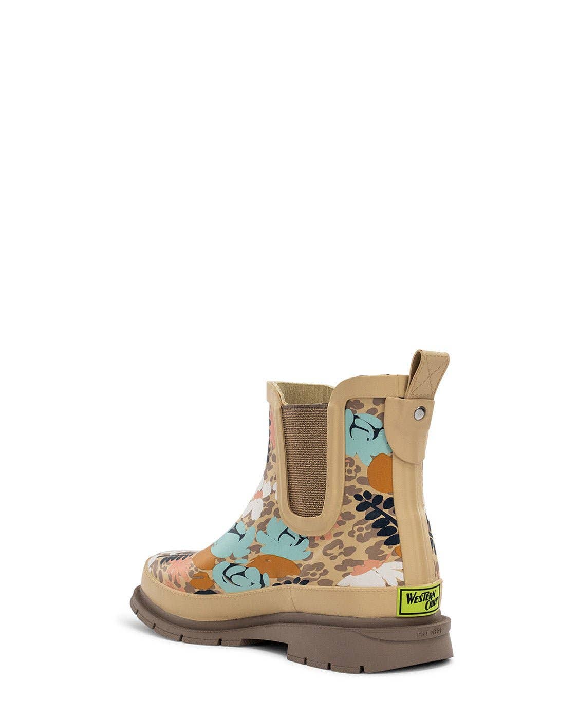 Western hide rain boot Women's Leopard Floral Chelsea Rain Boot - Taupe