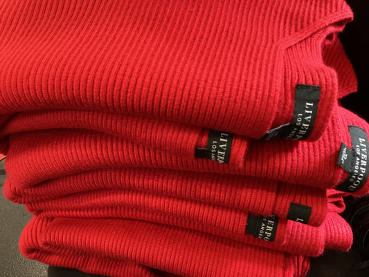 Liverpool bat wing rib dolman sweater red tango