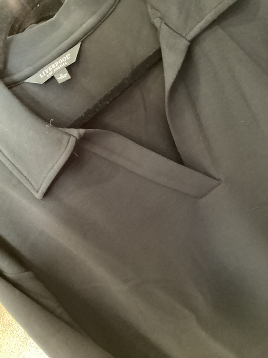 Liverpool vneck popover black collar top