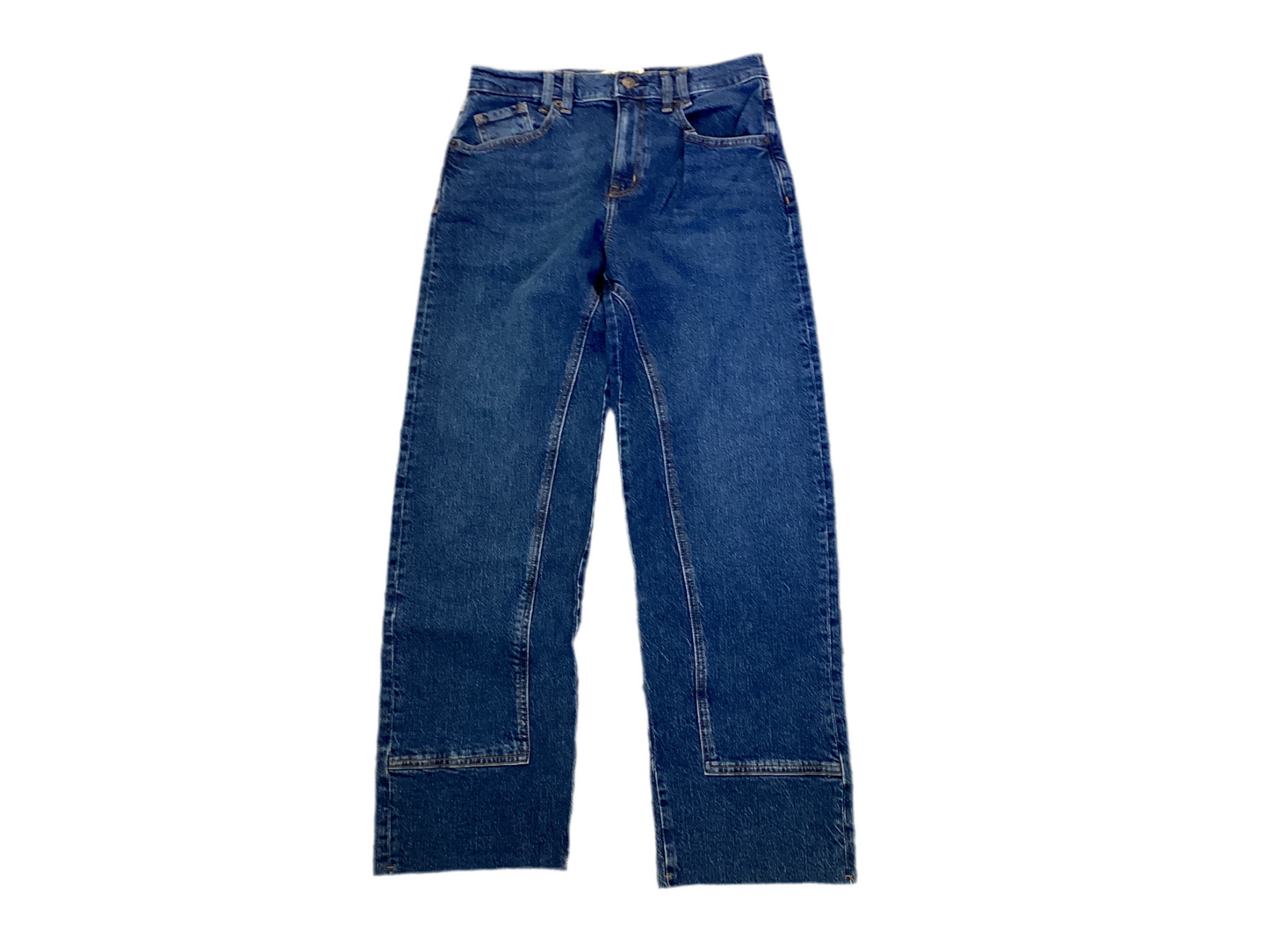 FP risk taker mid rise straight raw hem jeans