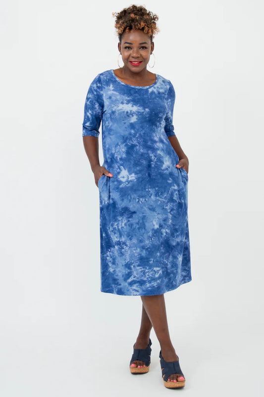 Blue Sky olive tie dye bamboo dress