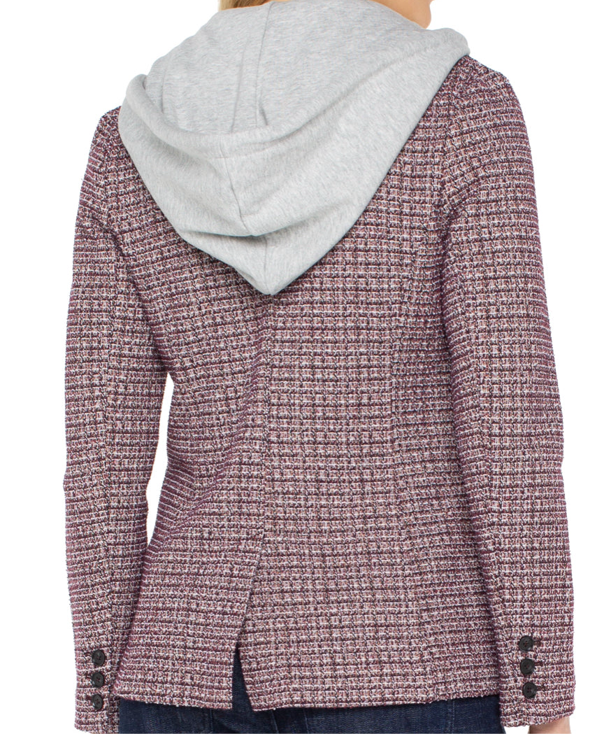 Liverpool Boyfriend Wine Multi Blazer with detachable hoodie