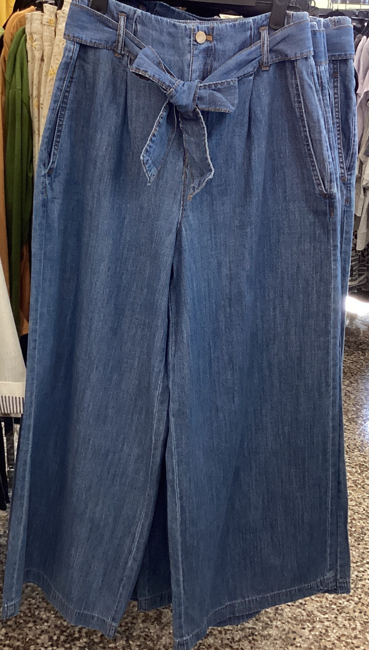 Miou Muse paper bag waist chambray denim trouser Jean