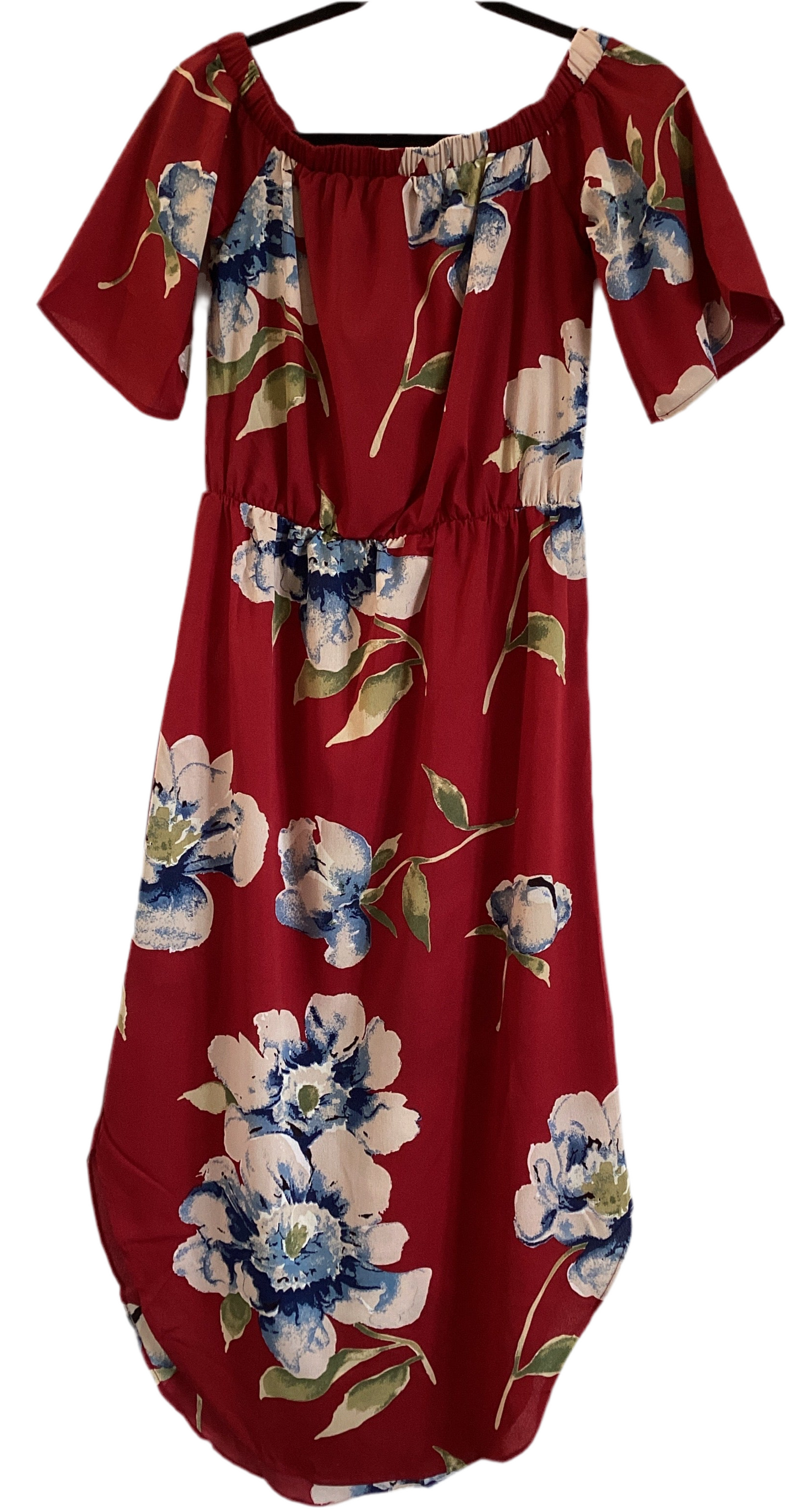 DB unique styles long red dress off shoulder