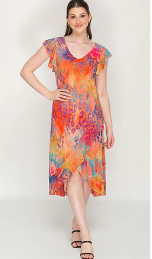 Miss Nikky Cap Sleeve colorful dress Dress 1035