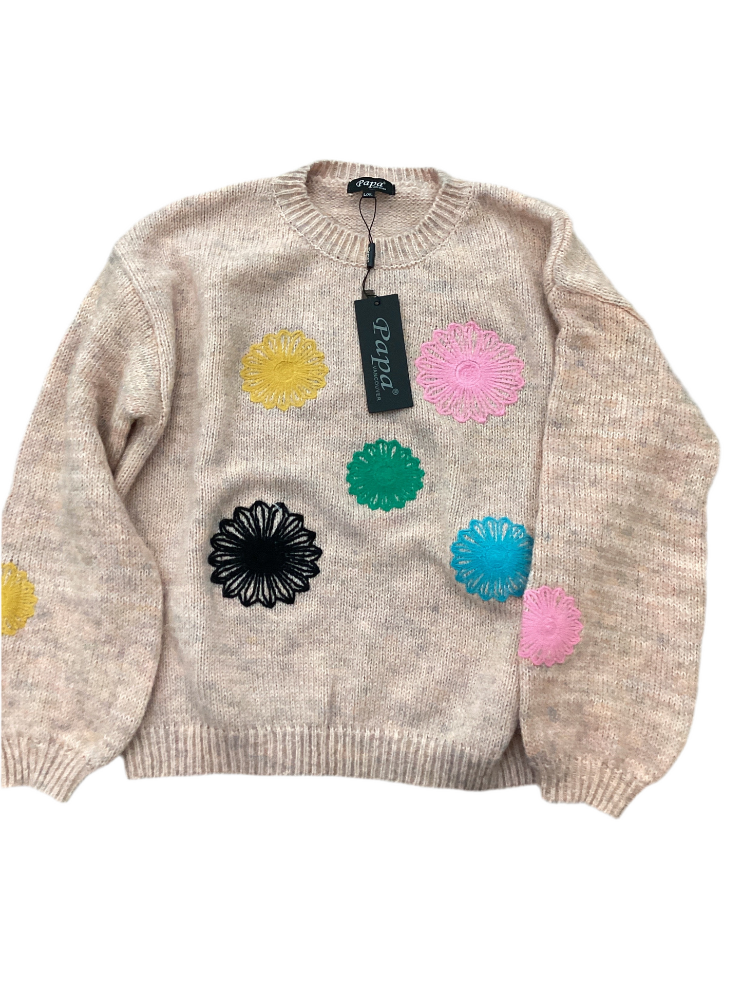 Papa Pink Flower Sweater