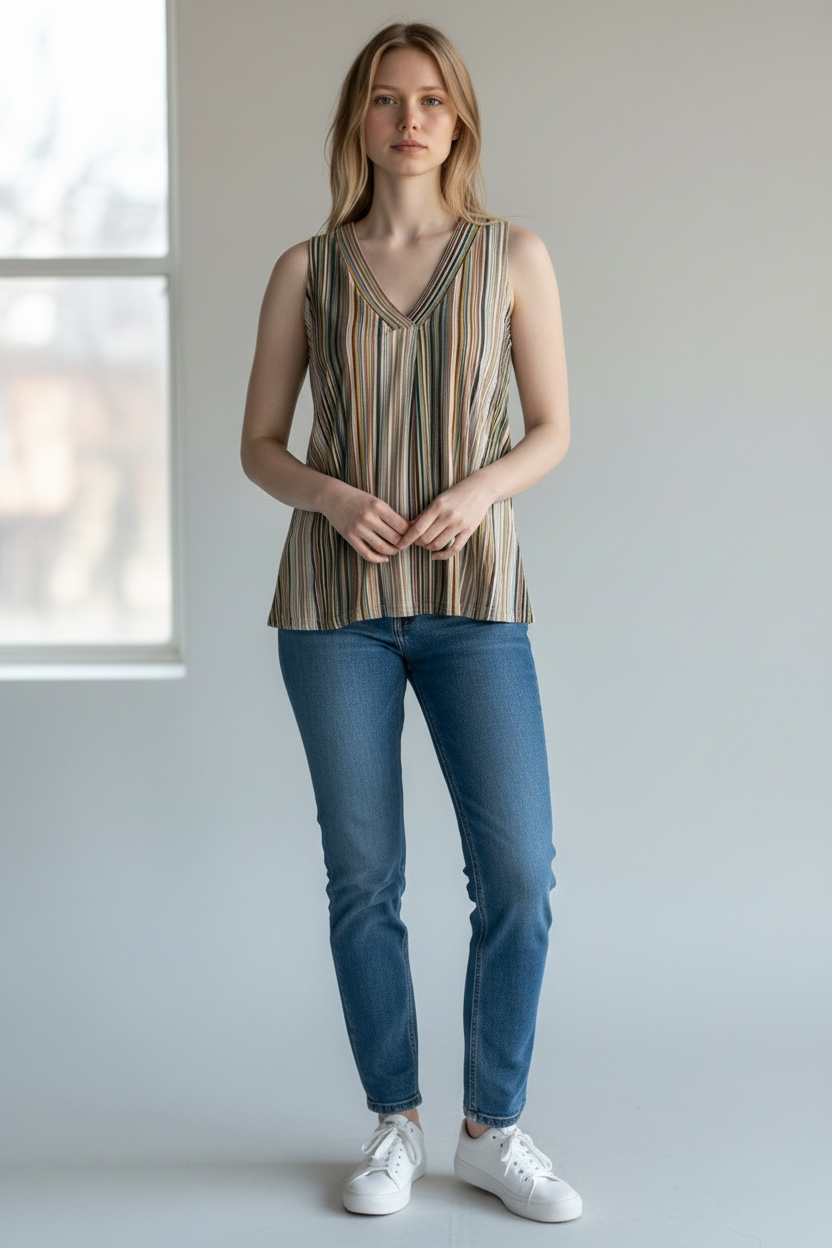 Papa Olive Striped Tank