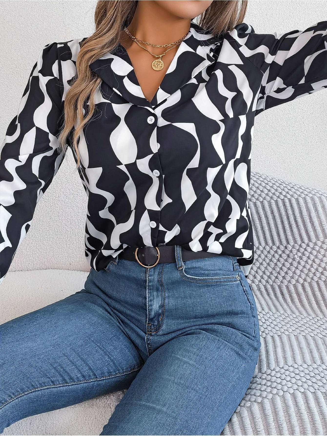 Lovesoft Casual Blouse Long Sleeve Button