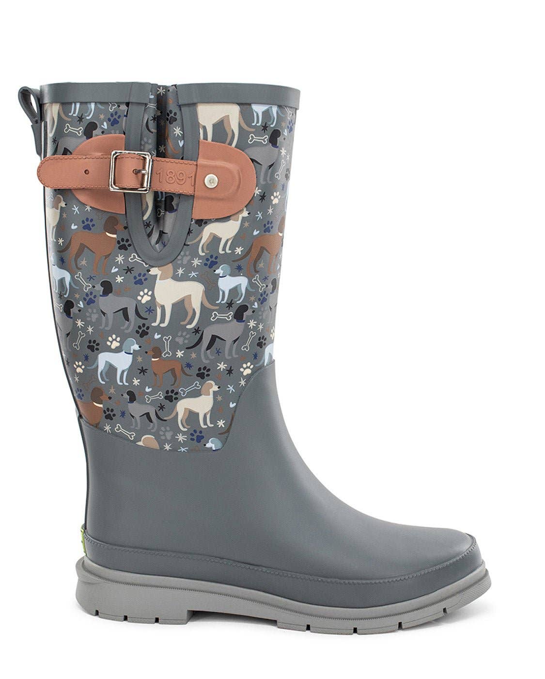Western chief rain boot Women's Puppy Love Faux Fur Tall Rain Boot - Gray