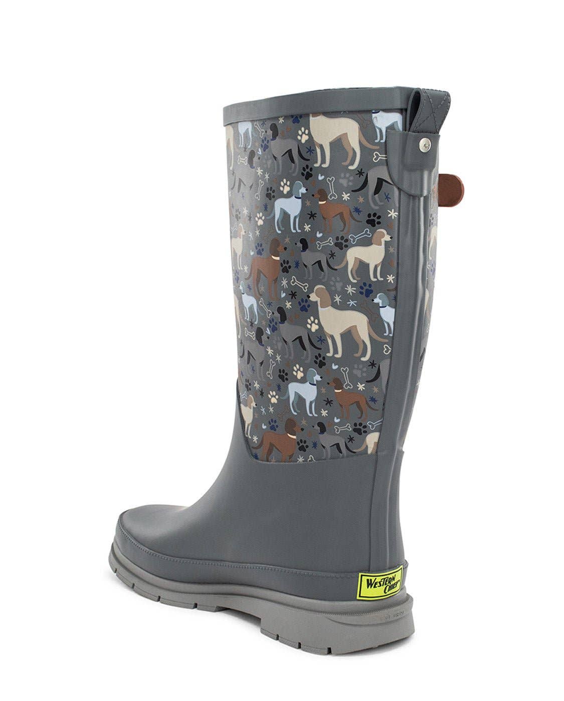 Western chief rain boot Women's Puppy Love Faux Fur Tall Rain Boot - Gray