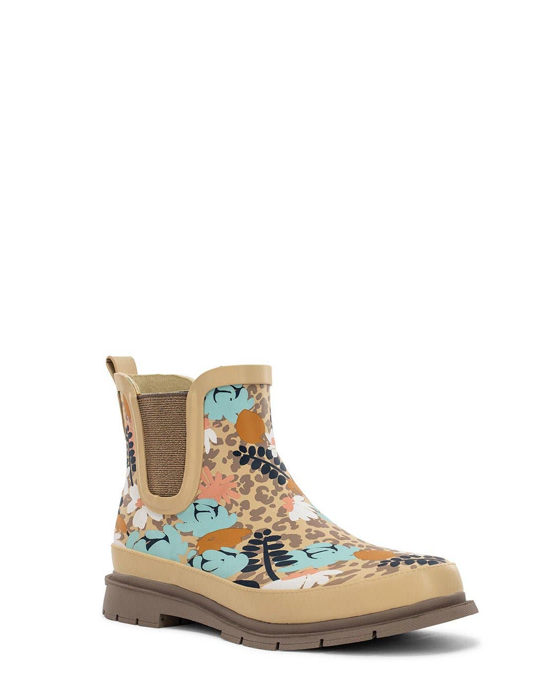 Western hide rain boot Women's Leopard Floral Chelsea Rain Boot - Taupe