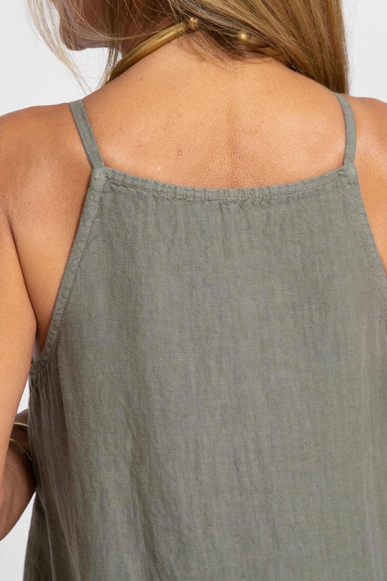 Cotton Slit Cami Dress linen style