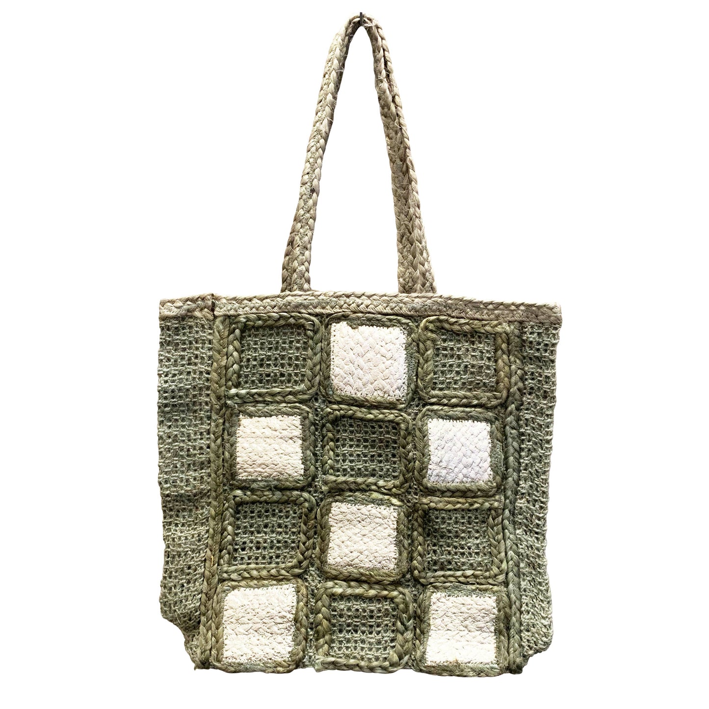 Jute Squares Tote Bag