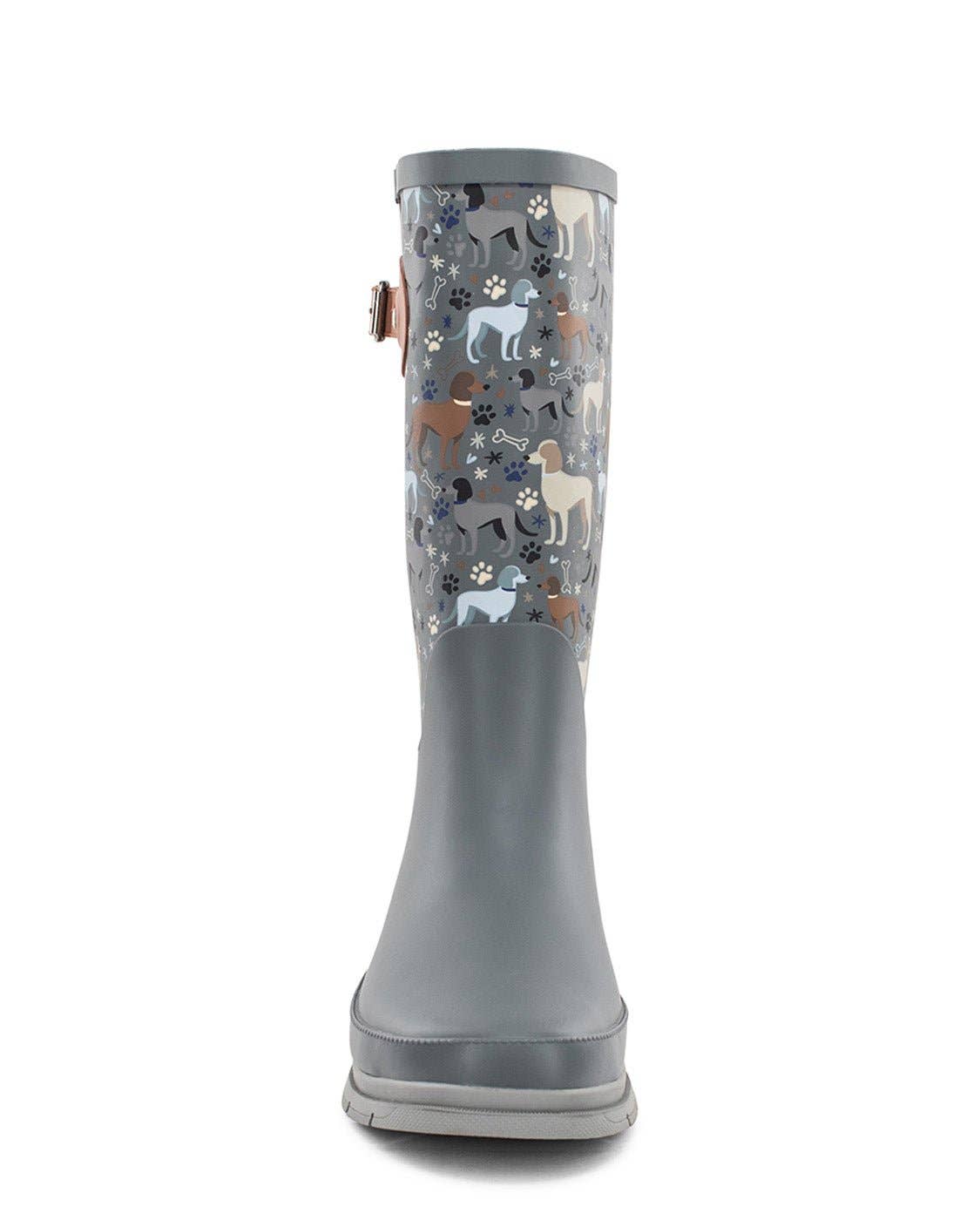 Western chief rain boot Women's Puppy Love Faux Fur Tall Rain Boot - Gray