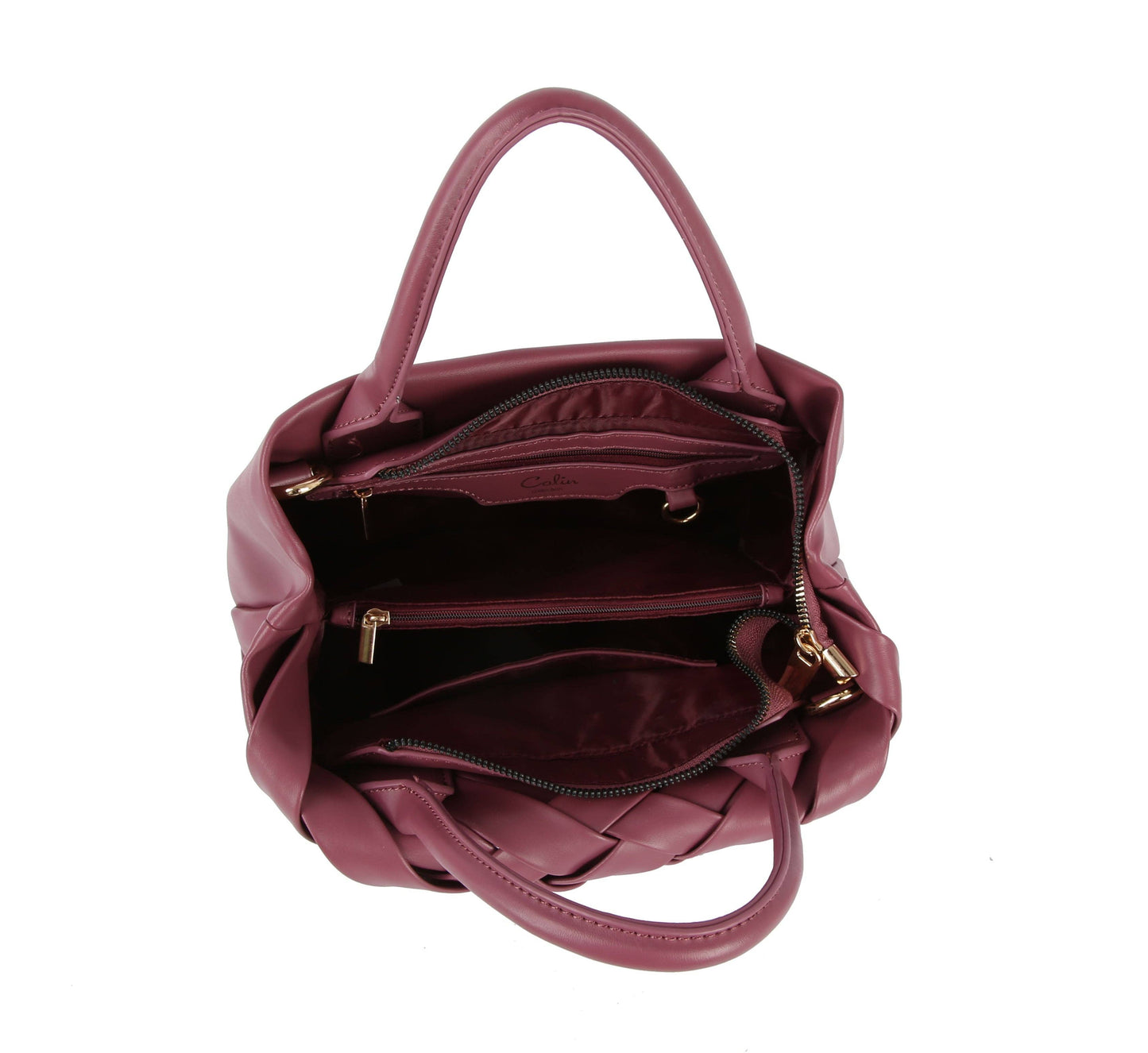 Calin woven detailed top handle small tote vegan purse
