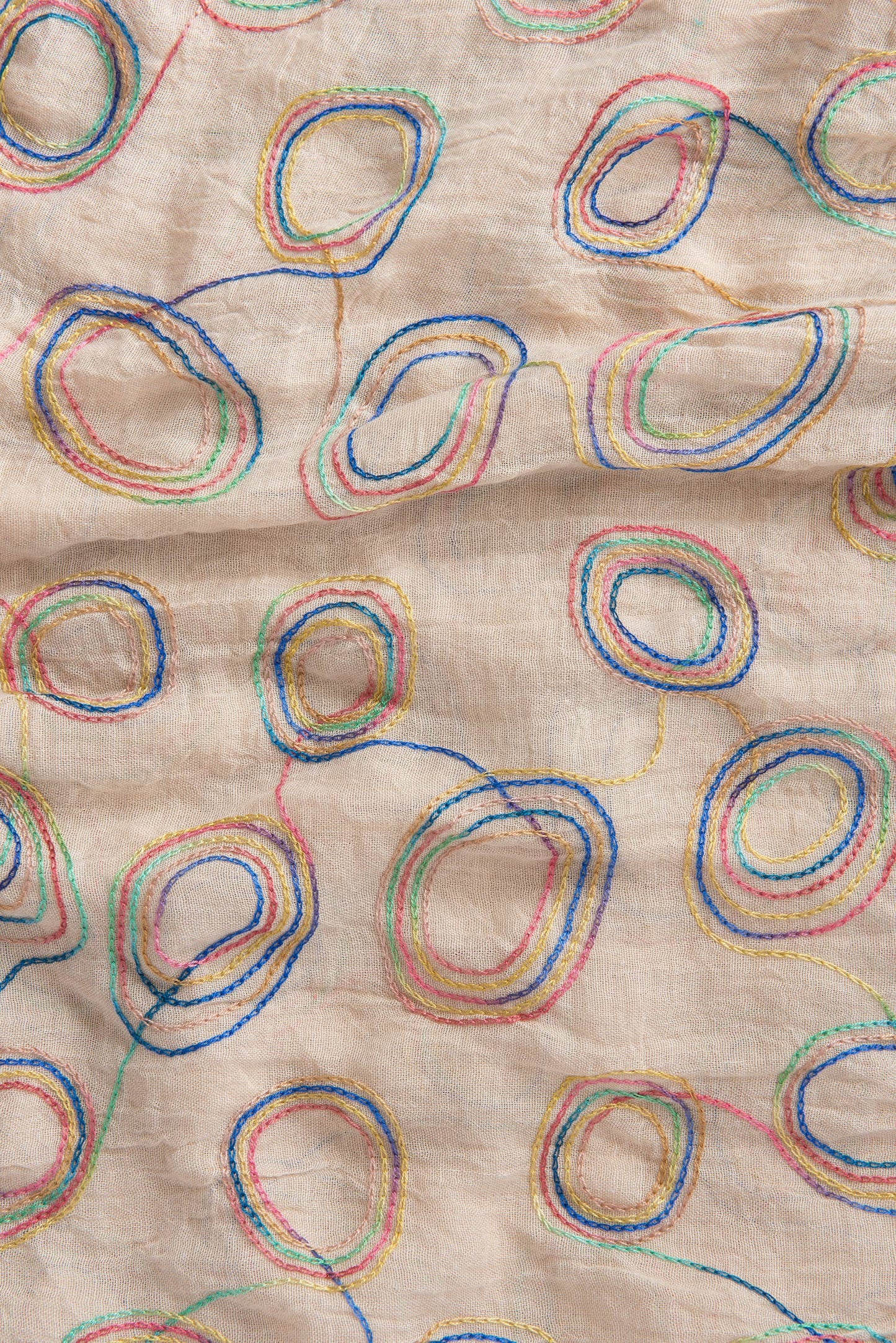 Rainbow Embroidered Loops Scarf – Cotton Blend