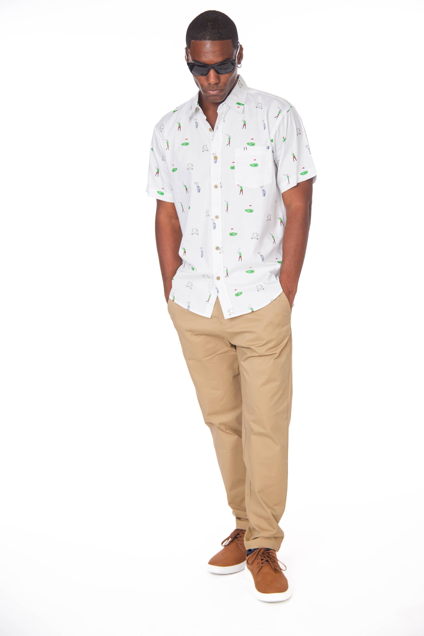 Hawks Bay Men's Printed short Sleeve Cotton Shirt