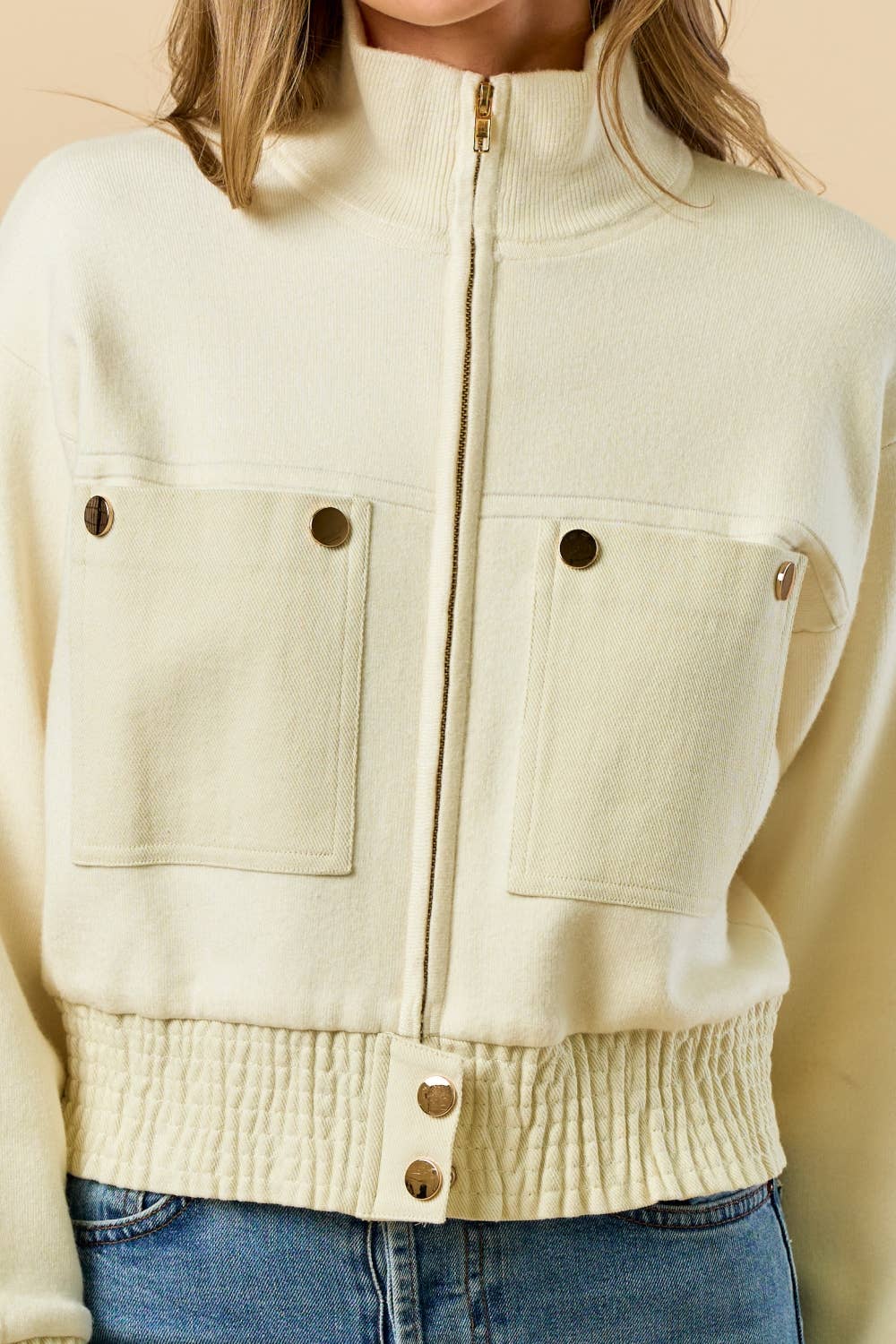Lalavon Mock Neck Zip-UP Jacket