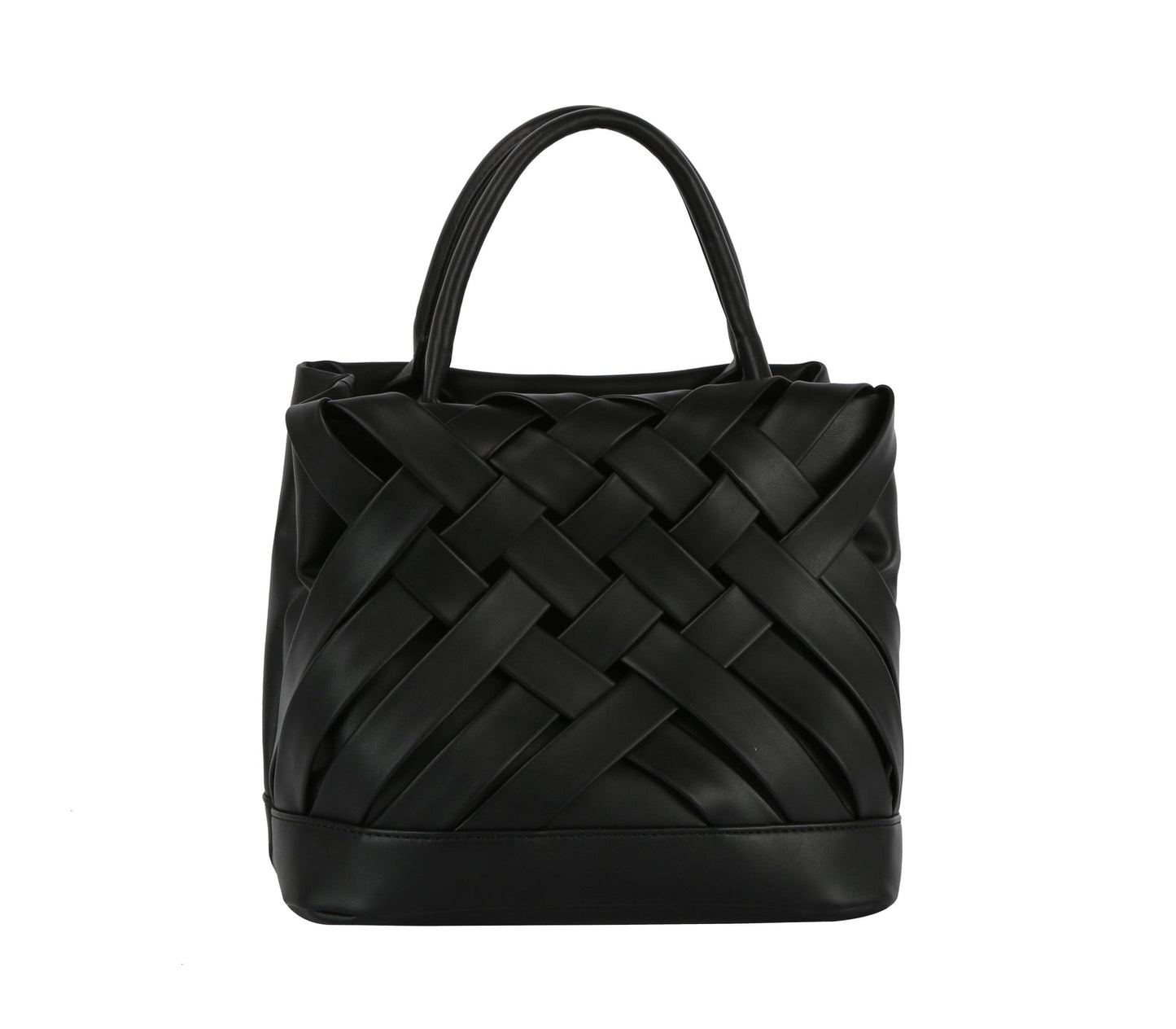 Calin woven detailed top handle small tote vegan purse