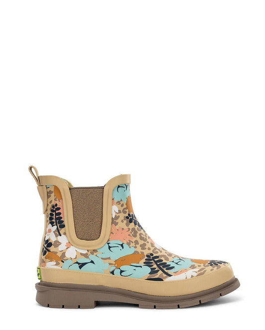 Western  hide rain boot Women's Leopard Floral Chelsea Rain Boot - Taupe