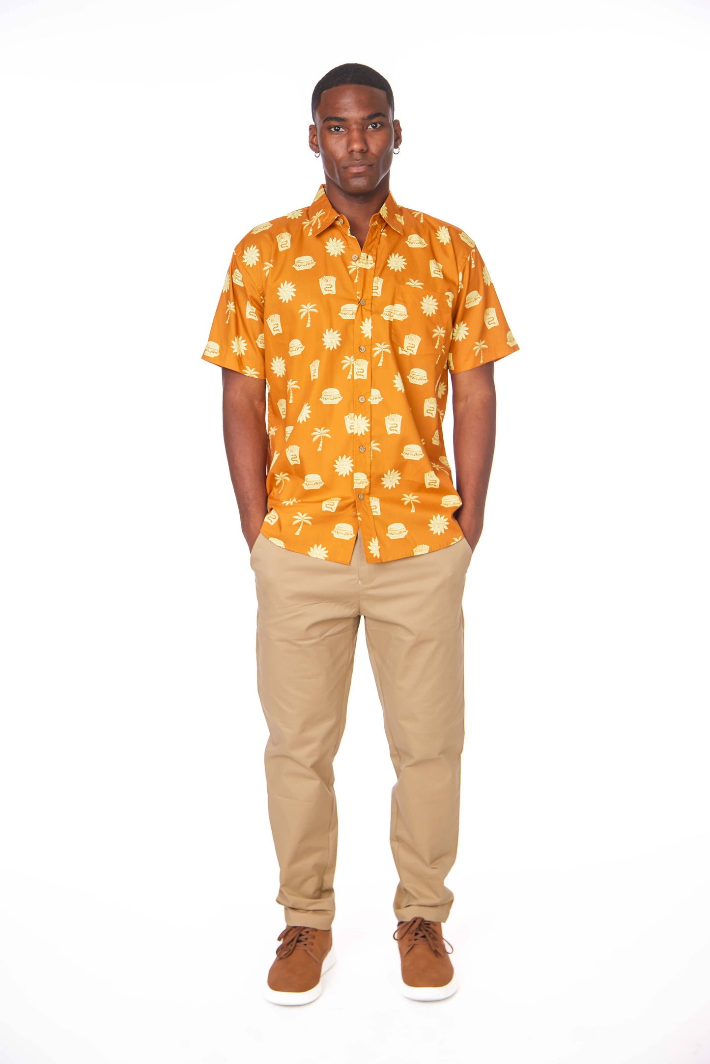 Hawks Bay Men's Printed short Sleeve Cotton Shirt