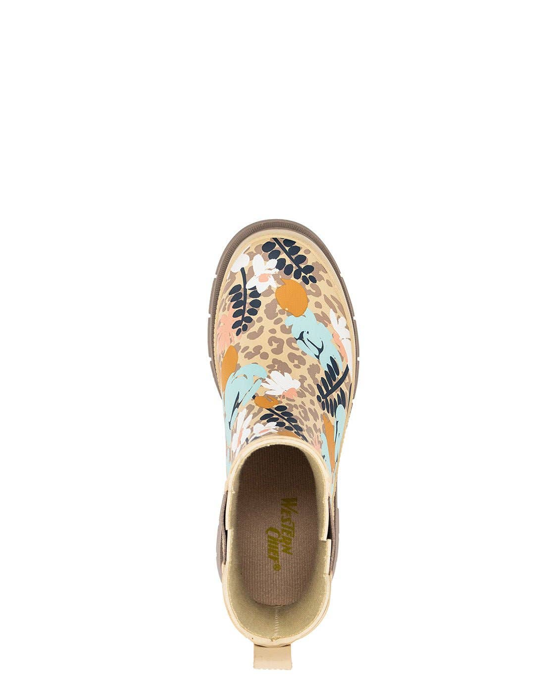 Western hide rain boot Women's Leopard Floral Chelsea Rain Boot - Taupe