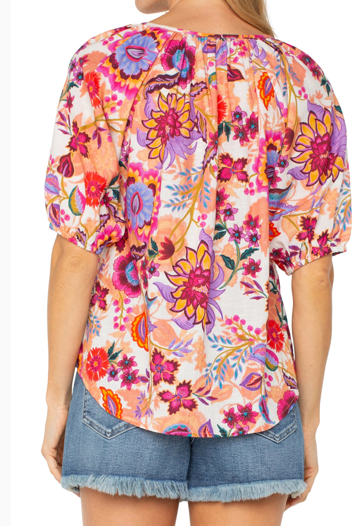 Liverpool bottom front stirred woven blouse floral paradise top